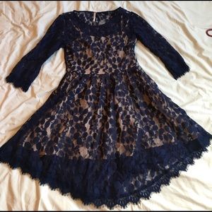 ✨Free People Midnight Blue Lace Dress✨